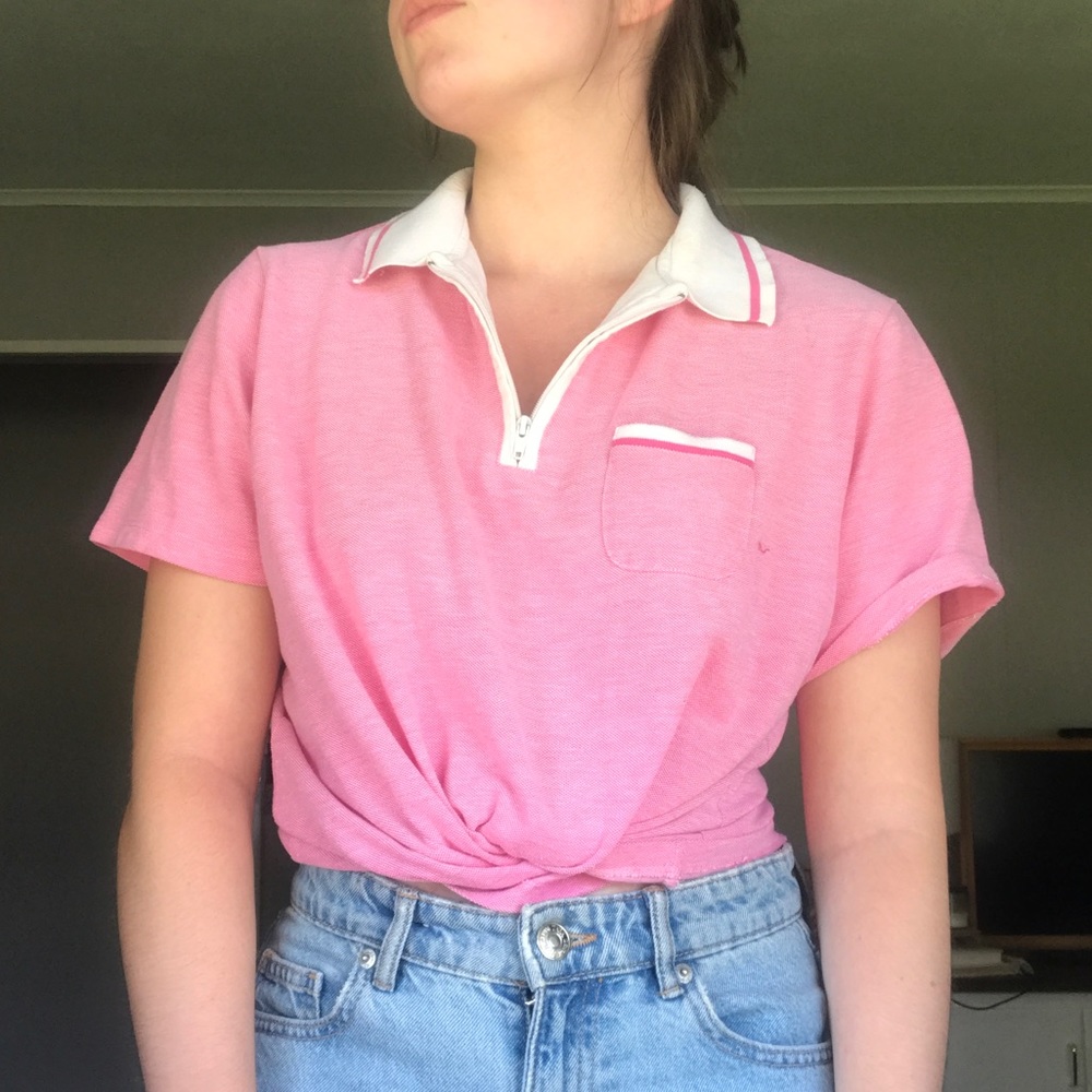 VTG 80’s Sag Harbor Bubblegum Pink Boxy Collar Top